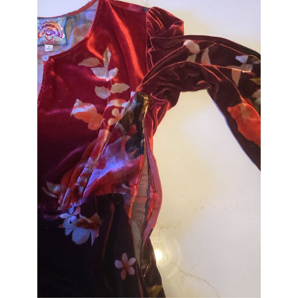 Johnny Was Burgundy Floral Midi Dress - Picture 11 of 14